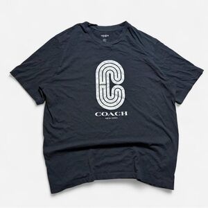 Coach Black Short-Sleeve Tee with Silver Logo